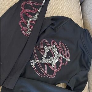Black Sweatshirt with Rhinestone Design